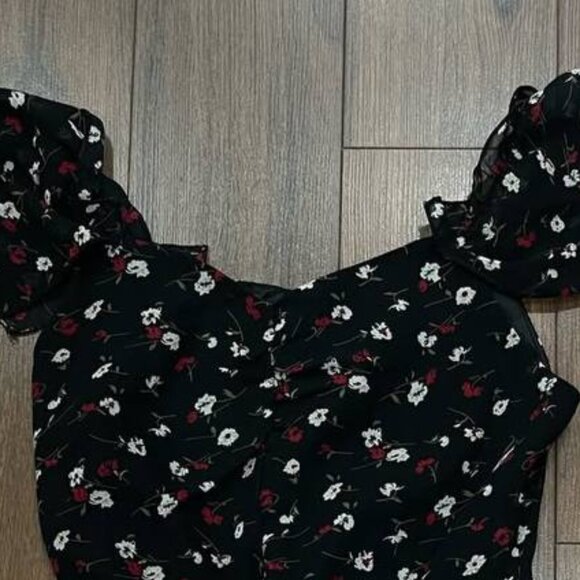 Black Floral Mini Dress - Picture 2 of 3